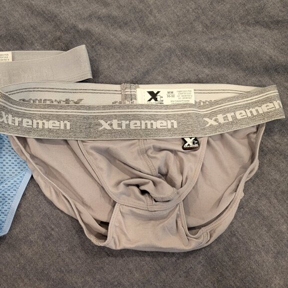 3 pairs of Xtremen Brief - Tanga Style.  They fit more like a SM: blue gray red. - Picture 3 of 4